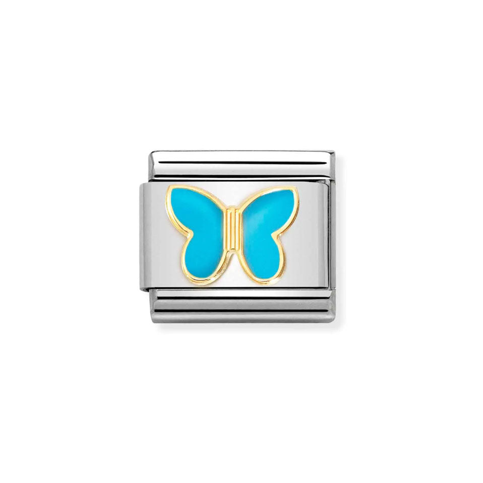 Nomination Composable 030285/63 Classic Symbols 18k Gold Blue Butterfly