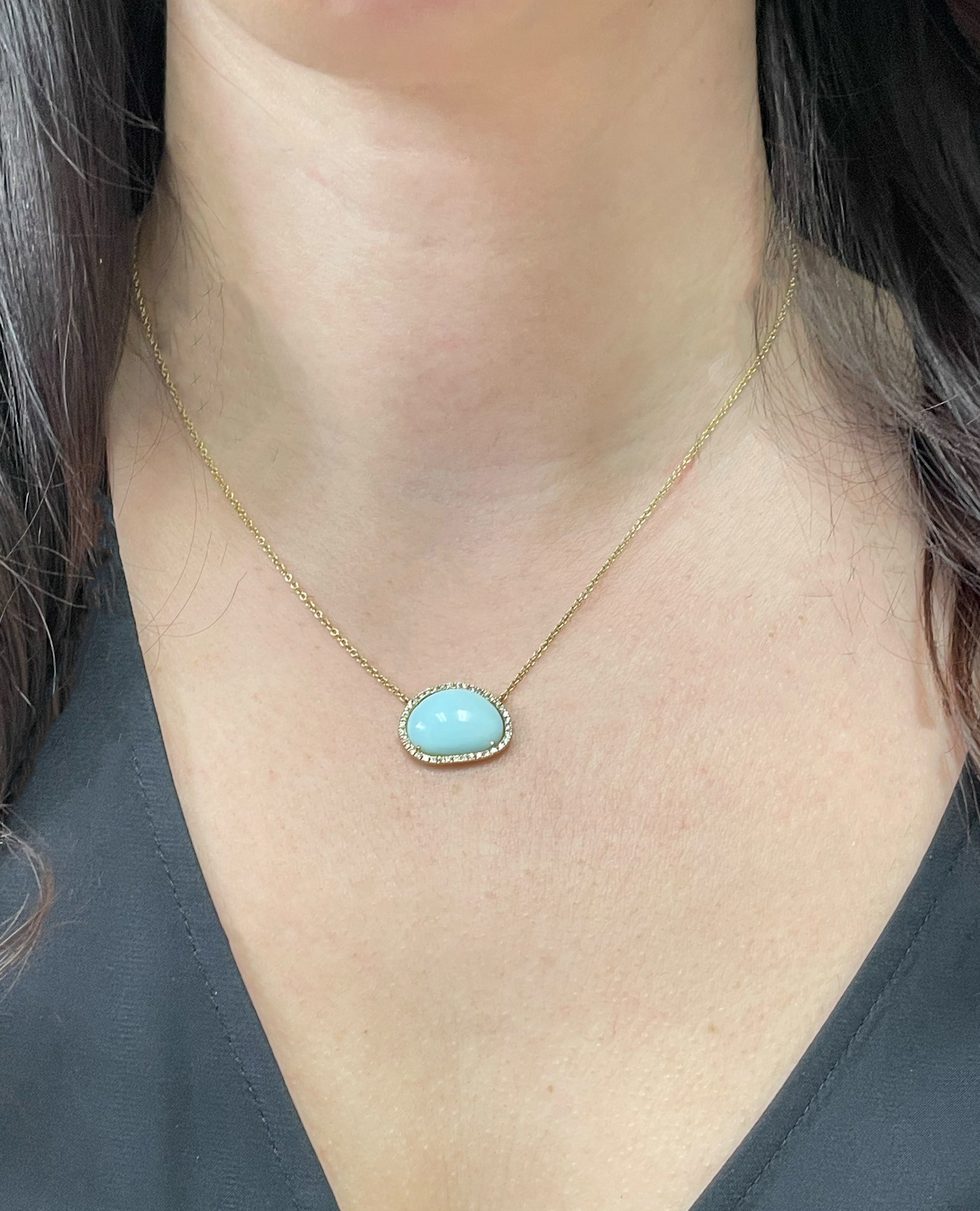 Meira T 14K Yellow Gold Blue Opal Necklace with Diamonds