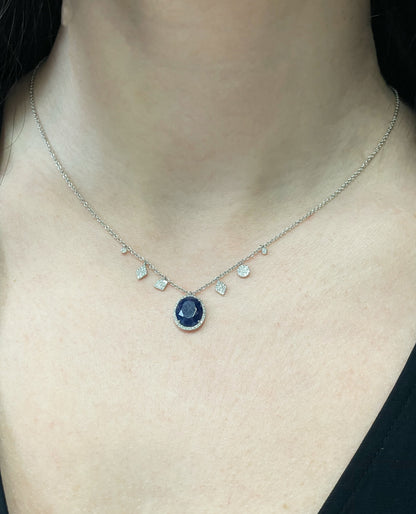 Meira T N14022/WB 14K White Gold Sapphire & Diamond Necklace