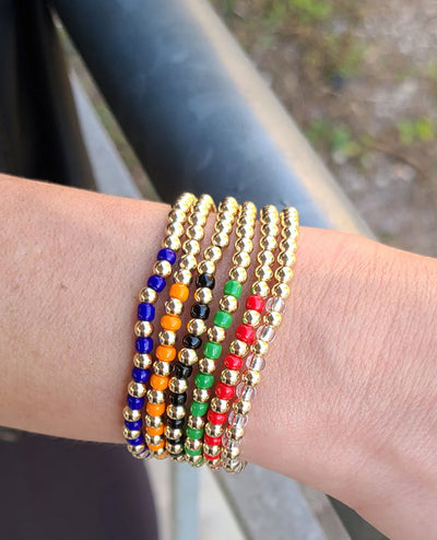 Gold Filled 4mm Ball Bracelet with Blue Beads