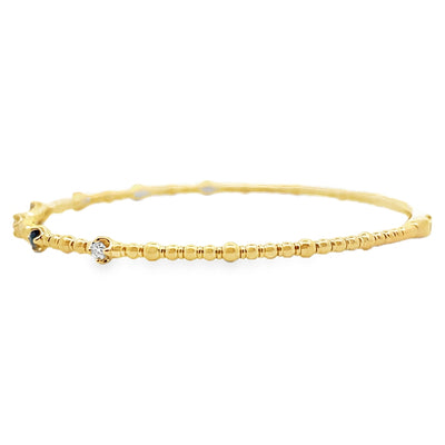 14K Yellow Gold Seven Station 0.13 Carat Sapphire, 0.12 Carat Diamond Flexible Bangle Bracelet