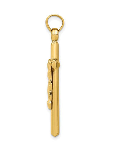 14K Yellow Gold Hollow Crucifix