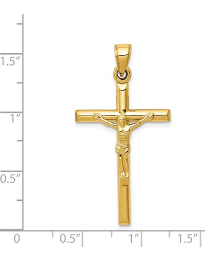 14K Yellow Gold Hollow Crucifix