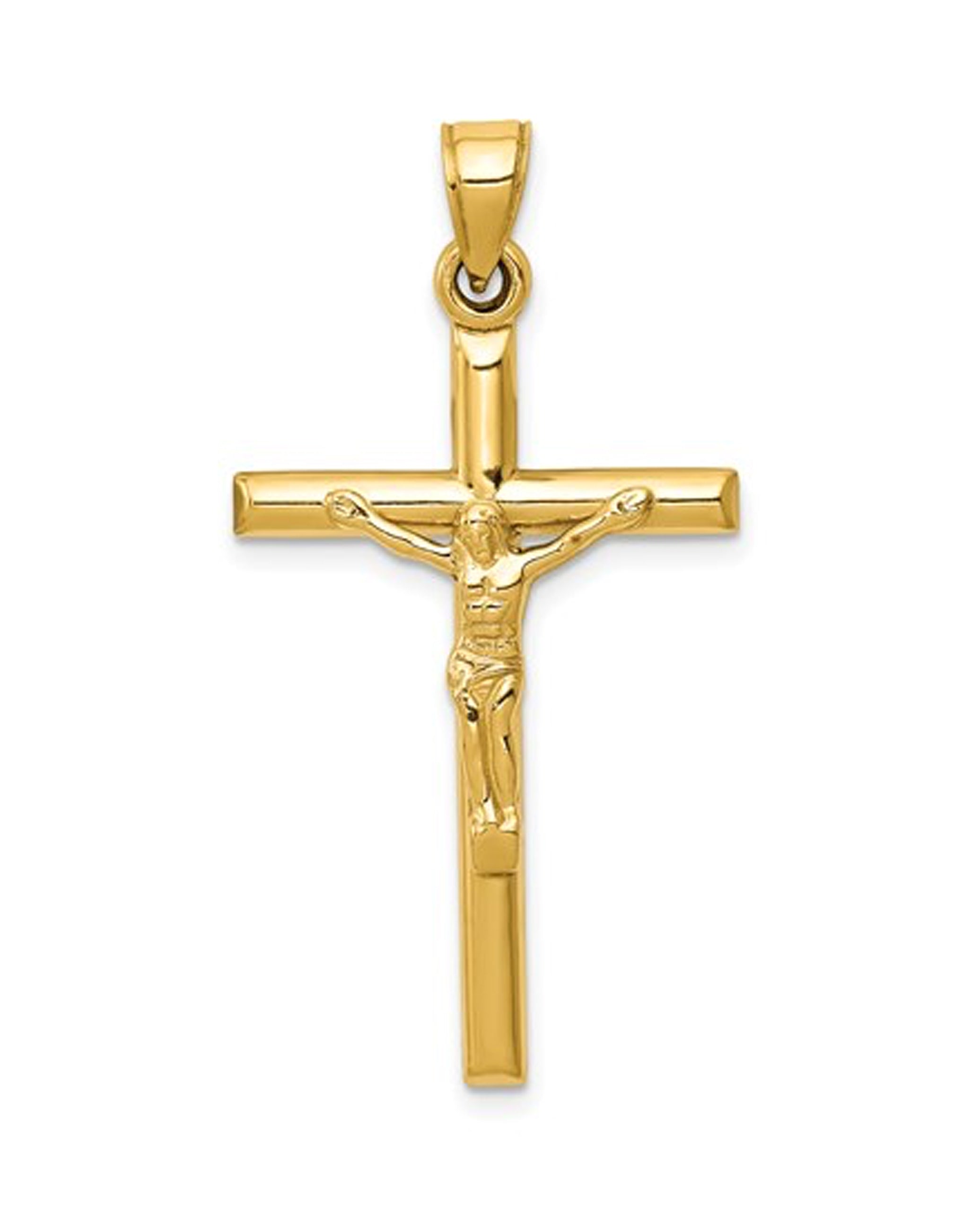 14K Yellow Gold Hollow Crucifix