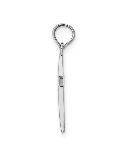 14K White Gold Beveled Cross Charm