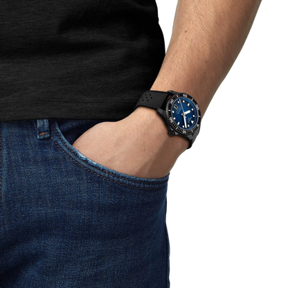 Tissot T120.807.37.041.00 Seastar 1000 Powermatic 80 Watch 40mm with Blue Dial and Black Case