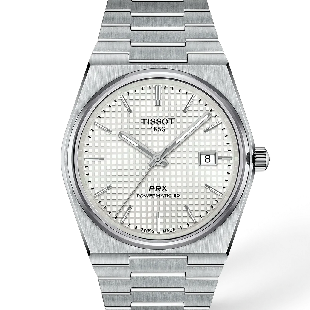 Tissot T137.407.11.111.00 PRX 40mm Swiss Automatic Watch with Mother of Pearl Dial, Powermatic 80