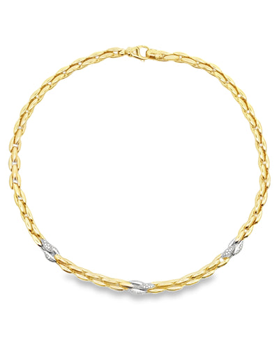 Marcello Pane CLFO 301G Sterling Silver Necklace with 18K Yellow Gold Overlay and Cubic Zirconia