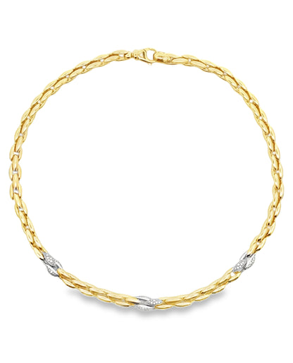 Marcello Pane Sterling Silver Necklace with 18K Yellow Gold Overlay and Cubic Zirconia