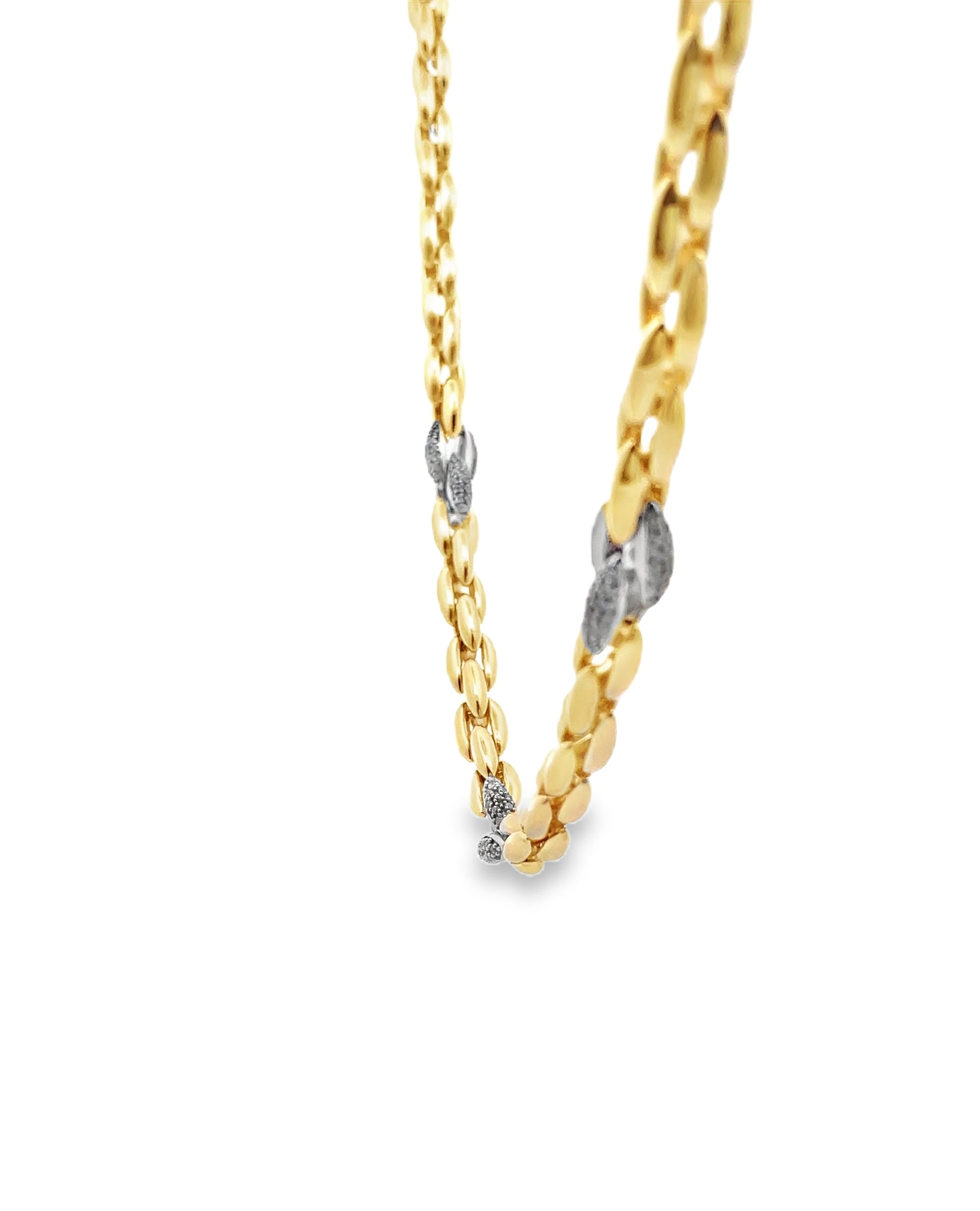 Marcello Pane Sterling Silver Necklace with 18K Yellow Gold Overlay and Cubic Zirconia