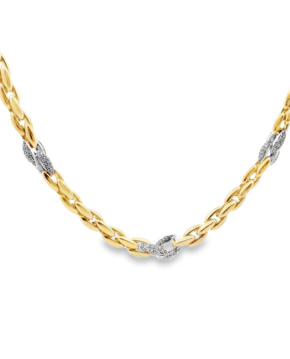 Marcello Pane Sterling Silver Necklace with 18K Yellow Gold Overlay and Cubic Zirconia