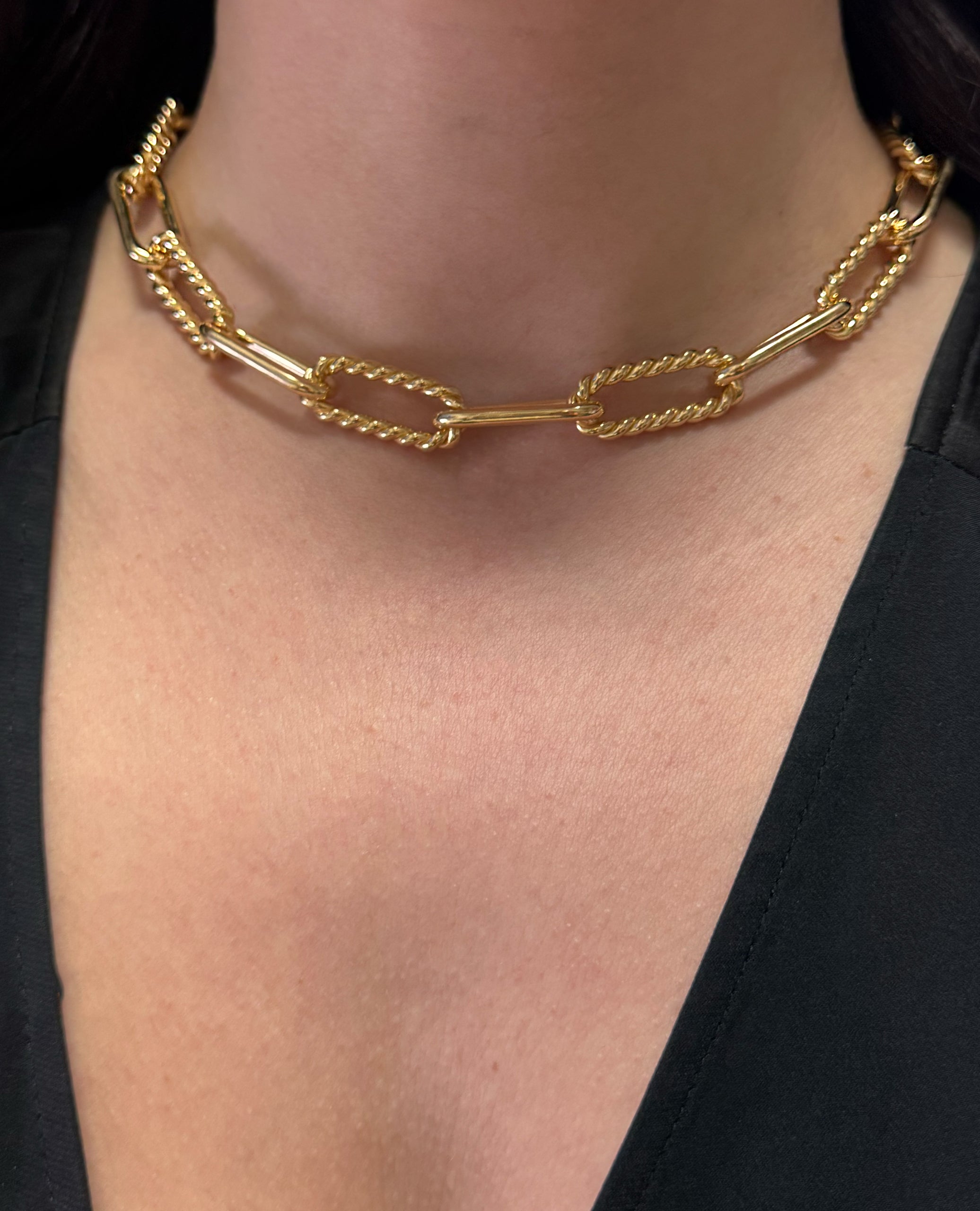 Marcello Pane Torchon Necklace Sterling Silver with 18K Yellow Gold Overlay