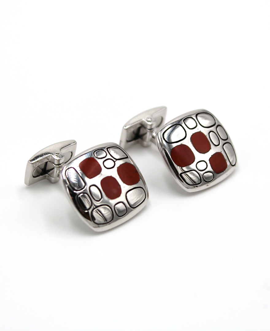 Hoxton London Sterling Silver and Jasper Cufflinks (Choose free shipping at checkout)