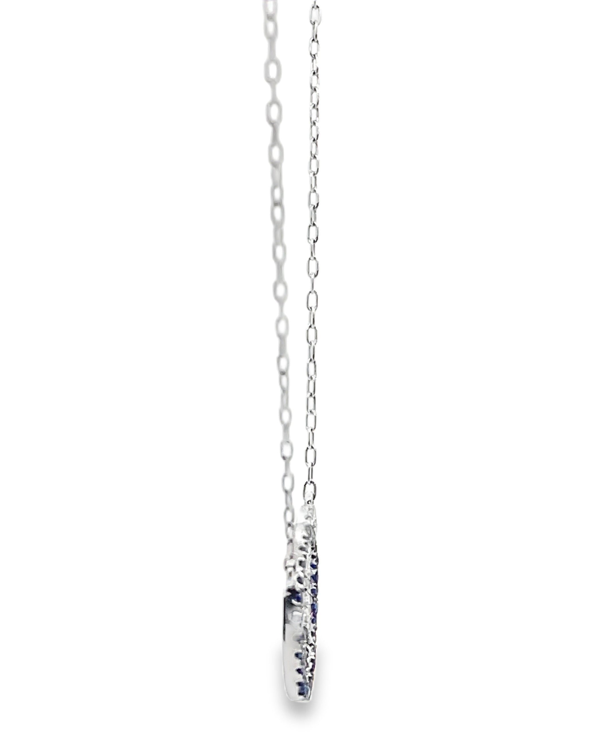 18K White Gold Interlocking Circle Necklace with Sapphires & Diamonds