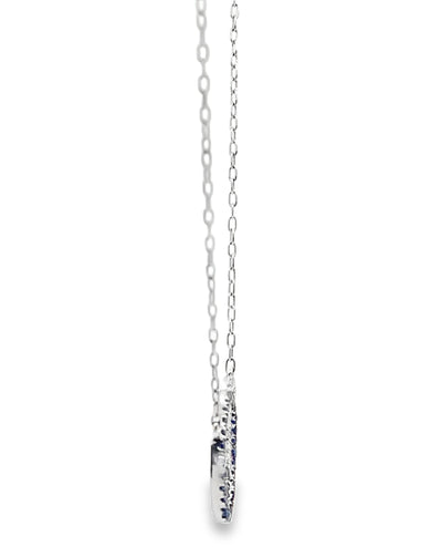 18K White Gold Interlocking Circle Necklace with Sapphires & Diamonds
