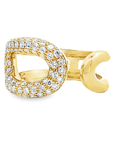 18K Yellow Gold 1.03 Carat Diamond Safety Pin Ring Open and Tapered