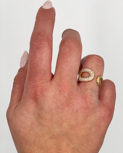 18K Yellow Gold Diamond Abstract Safety Pin Ring