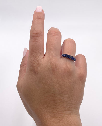 18K White Gold Pave Set Sapphire Ring