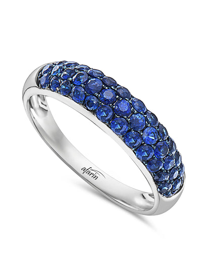 18K White Gold Pave Set Sapphire Ring