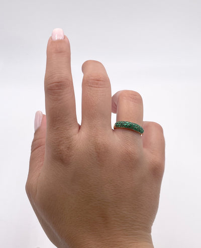 18K Yellow Gold Pavé Set 0.62 Carat Emerald Ring