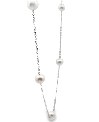 14K White Gold 6.5mm Akoya Cultured Pearl Necklace