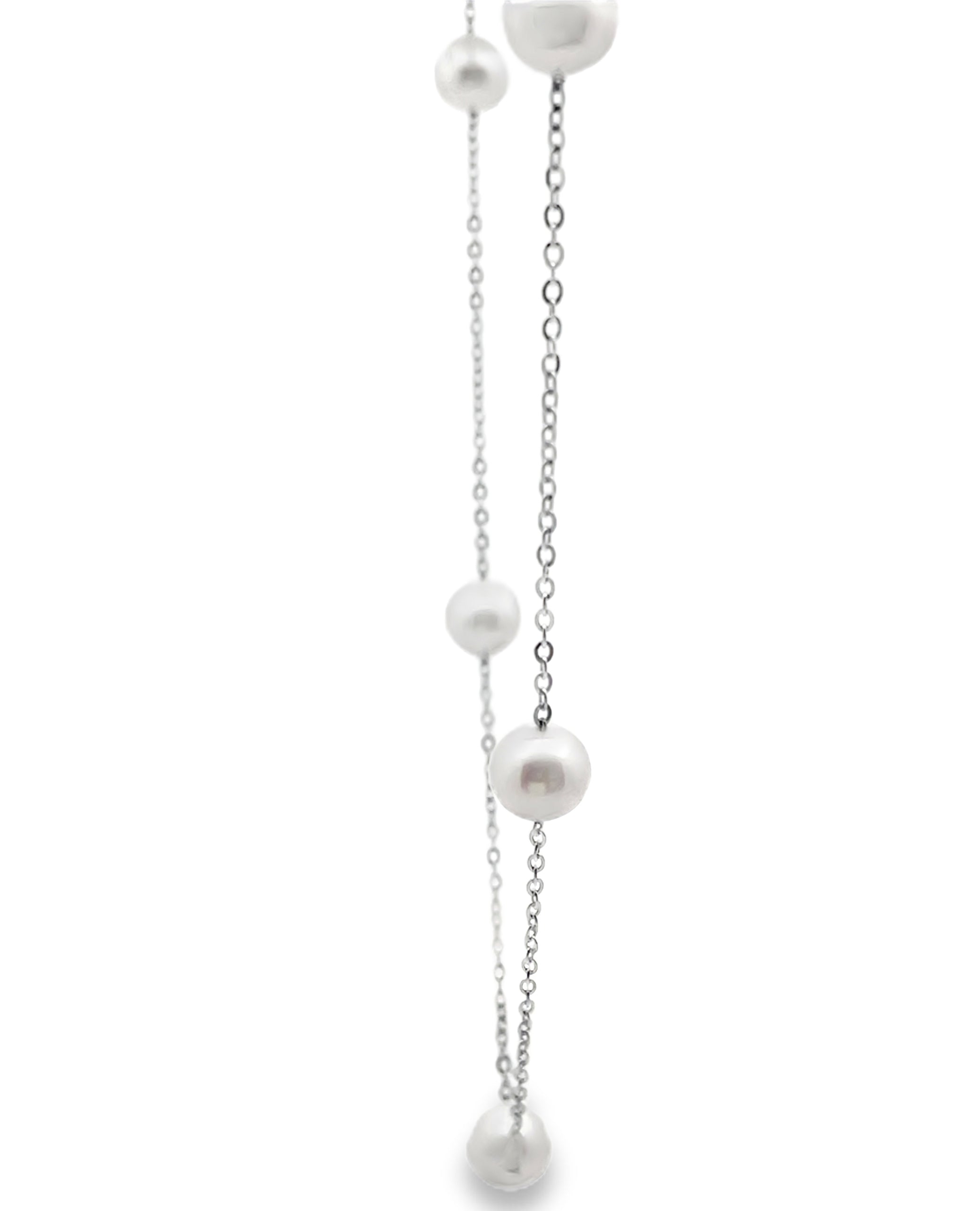 14K White Gold 6.5mm Akoya Cultured Pearl Necklace