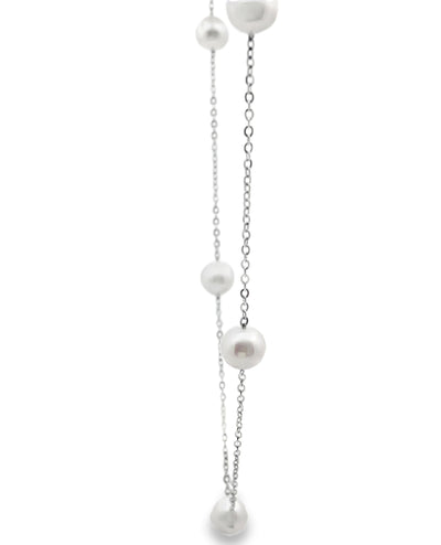 14K White Gold 6.5mm Akoya Cultured Pearl Necklace