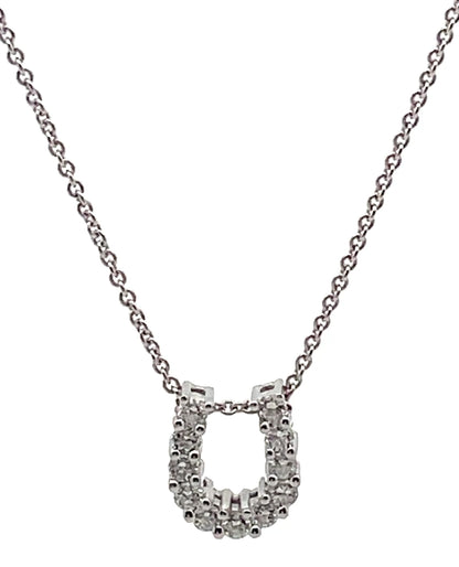 14K White Gold Diamond Horseshoe Pendant