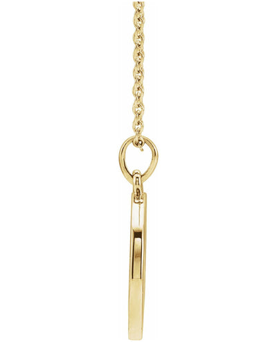 14K Yellow Gold Engravable Circle Necklace With 0.22 Carat Round Diamonds Along the Circle