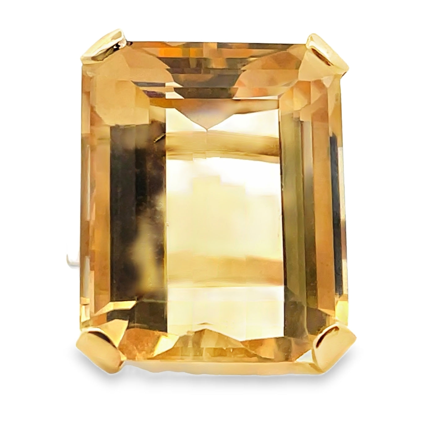 Vintage Emerald-Cut Citrine 19x23mm Ring in 14K Yellow Gold