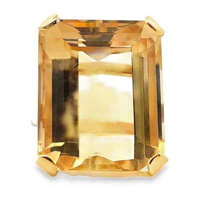 Vintage Emerald-Cut Citrine 19x23mm Ring in 14K Yellow Gold
