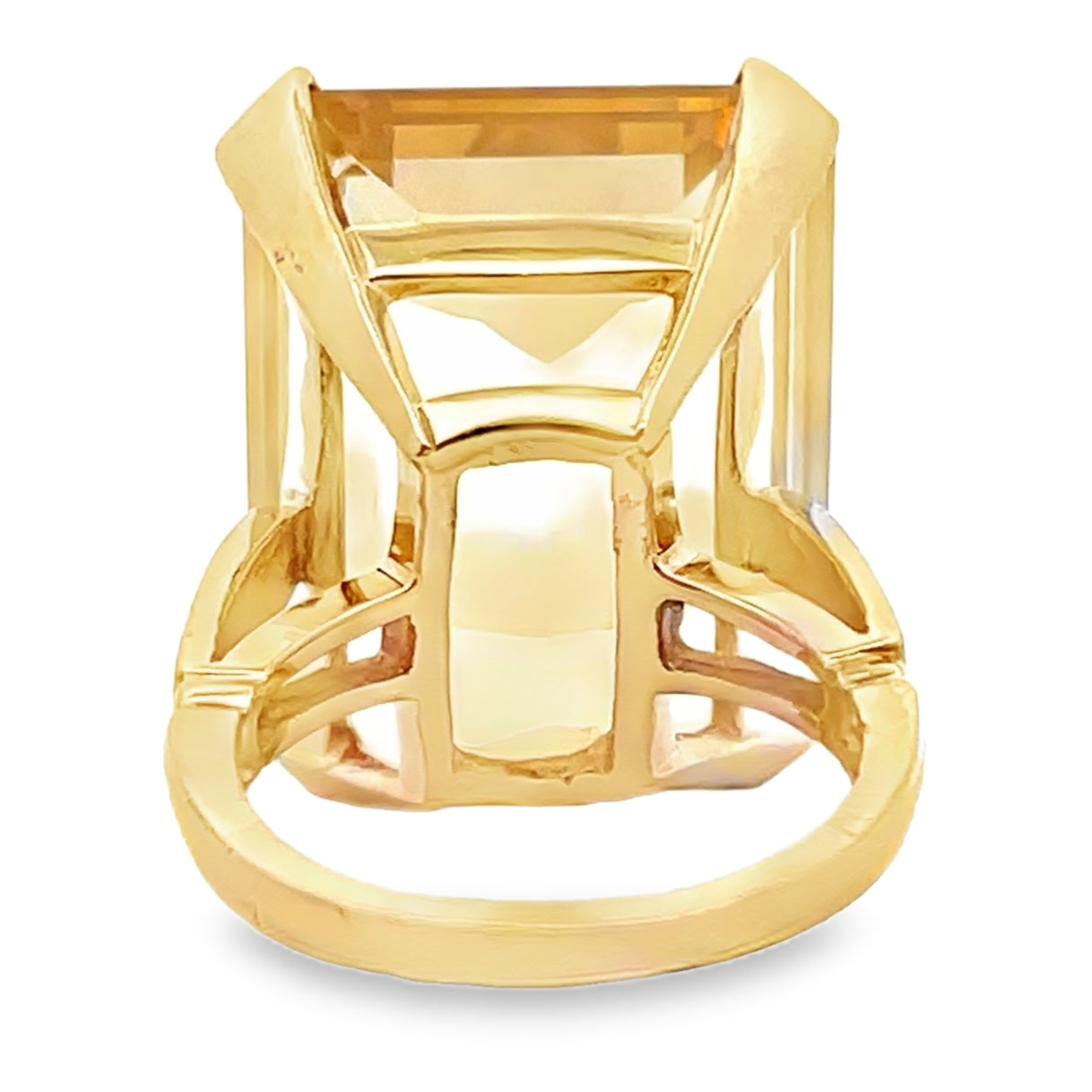 Vintage Emerald-Cut Citrine 19x23mm Ring in 14K Yellow Gold