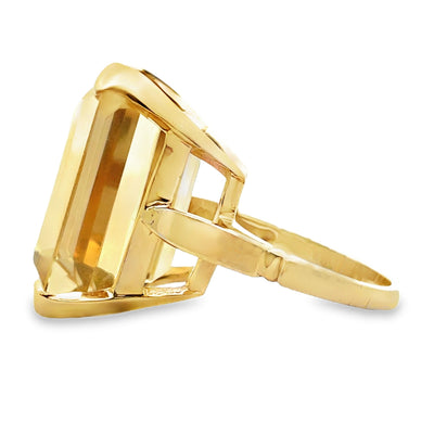 Vintage Emerald-Cut Citrine 19x23mm Ring in 14K Yellow Gold