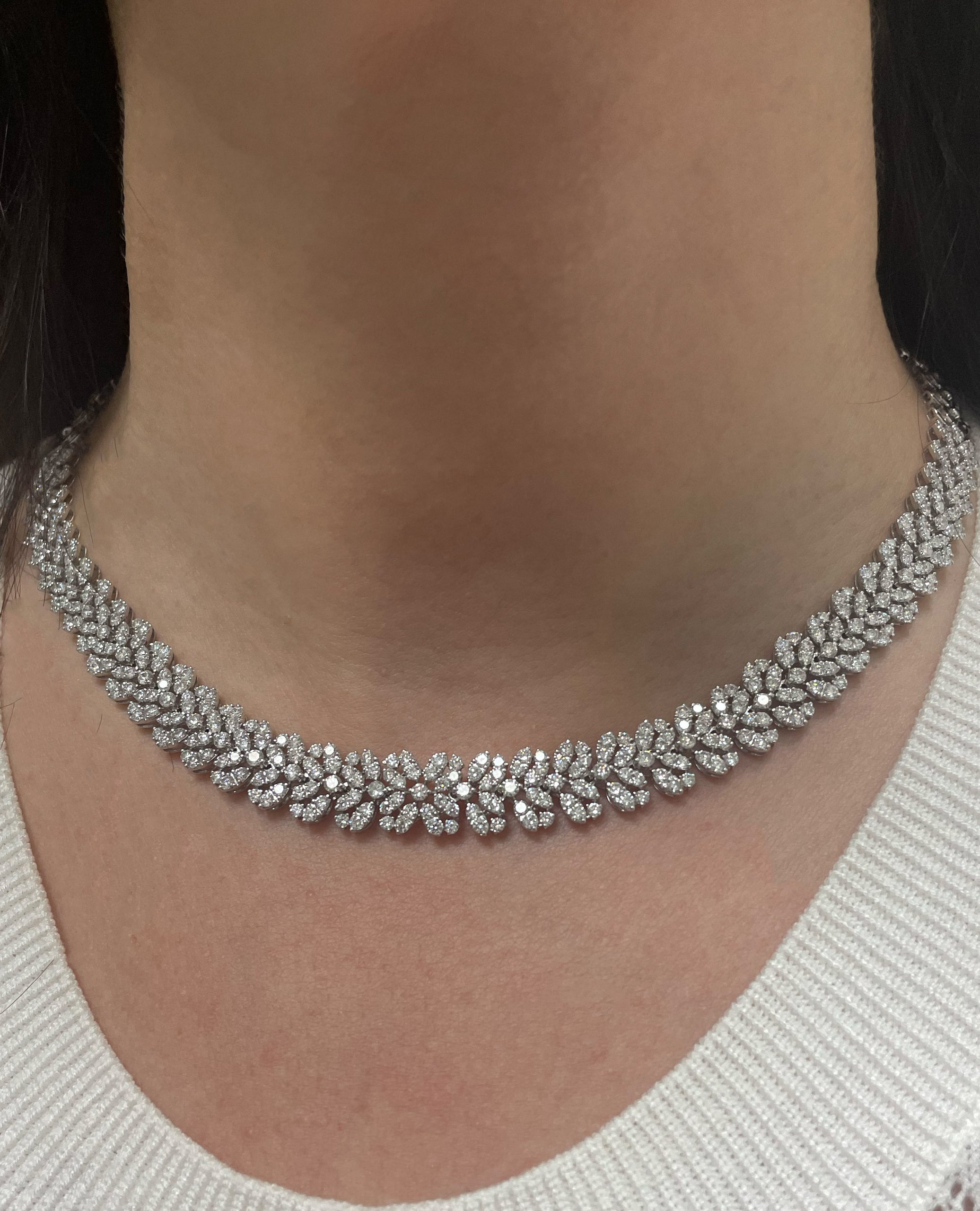 11.31 Carat Collar Tennis Necklace in 18K White Gold