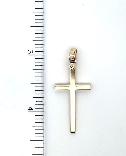 14K Yellow Gold Solid Latin Cross Pendant