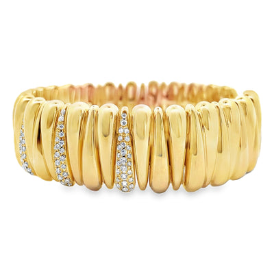 18K Yellow Gold 1.12 Carat Diamond Open Cuff Bangle Bracelet