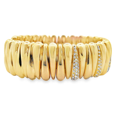 18K Yellow Gold 1.12 Carat Diamond Open Cuff Bangle Bracelet