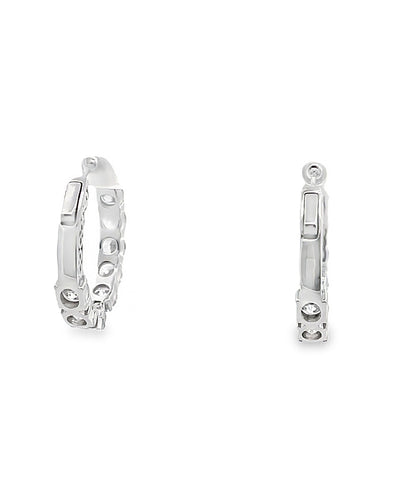 Sterling Silver CZ Hoop Earrings 5mm Wide, 29mm Diameter