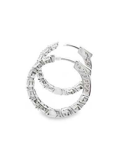 Sterling Silver CZ Hoop Earrings 5mm Wide, 29mm Diameter
