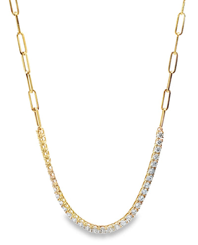 14K Yellow Gold Half Paperclip Lab Grown Diamond Necklace