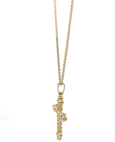 14K Yellow Gold Cross Pendant Necklace 0.52 Carats