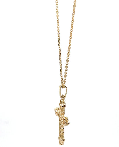 14K Yellow Gold Cross Pendant Necklace 0.52 Carats