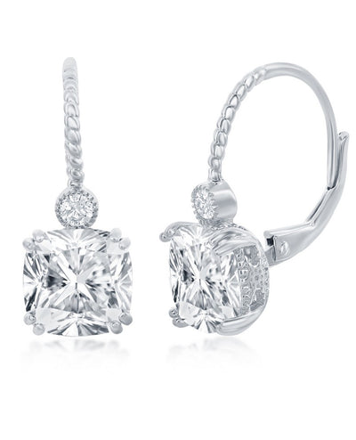 Sterling Silver Cushion Cut CZ Earrings