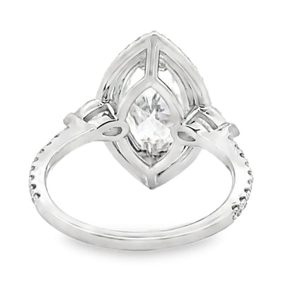 18K White Gold Diamond Ring with Lab Grown Marquise Center
