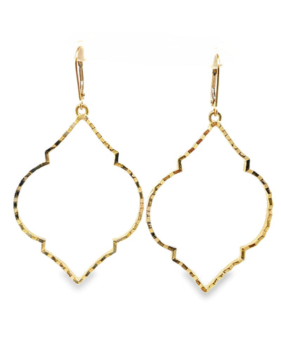 14K Yellow Gold Large Open Design Earrings