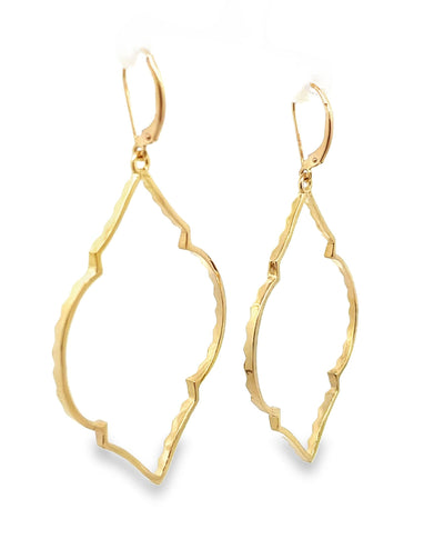14K Yellow Gold Large Open Design Earrings