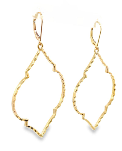 14K Yellow Gold Large Open Design Earrings