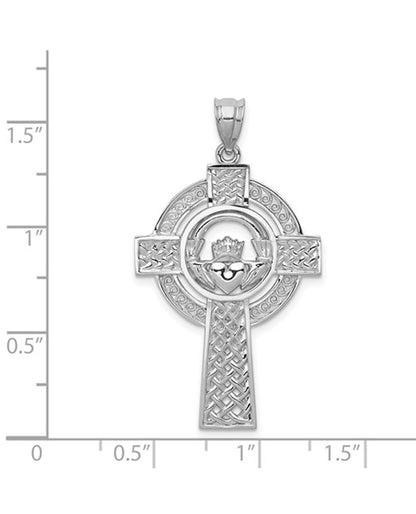 14K White Gold Claddagh Celtic Cross