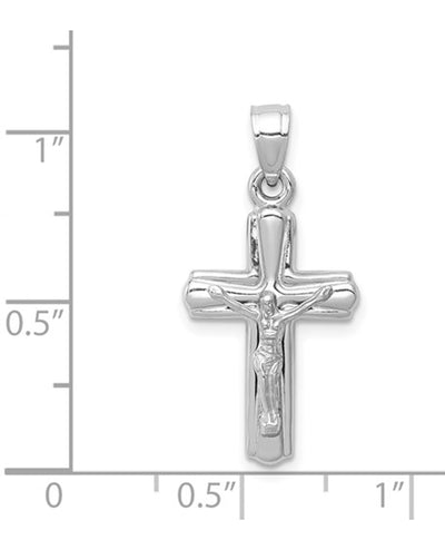 14K White Gold Reversible Crucifix Pendant