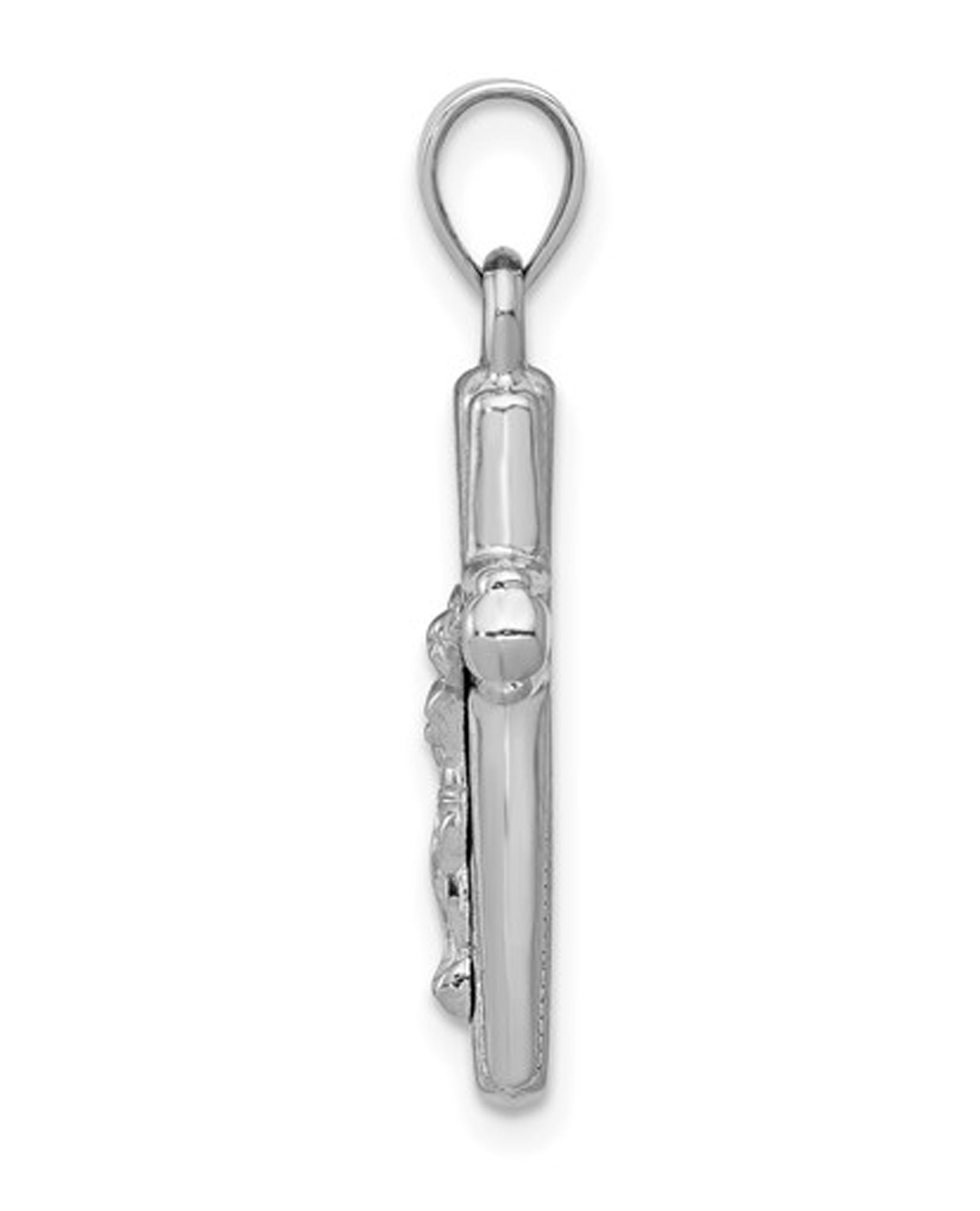 14K White Gold Reversible Crucifix Pendant